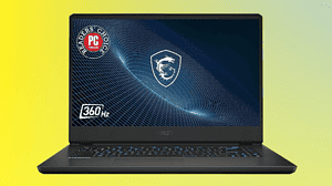 A black laptop with the MSI logo on it, one of the best gaming laptop deals in September.