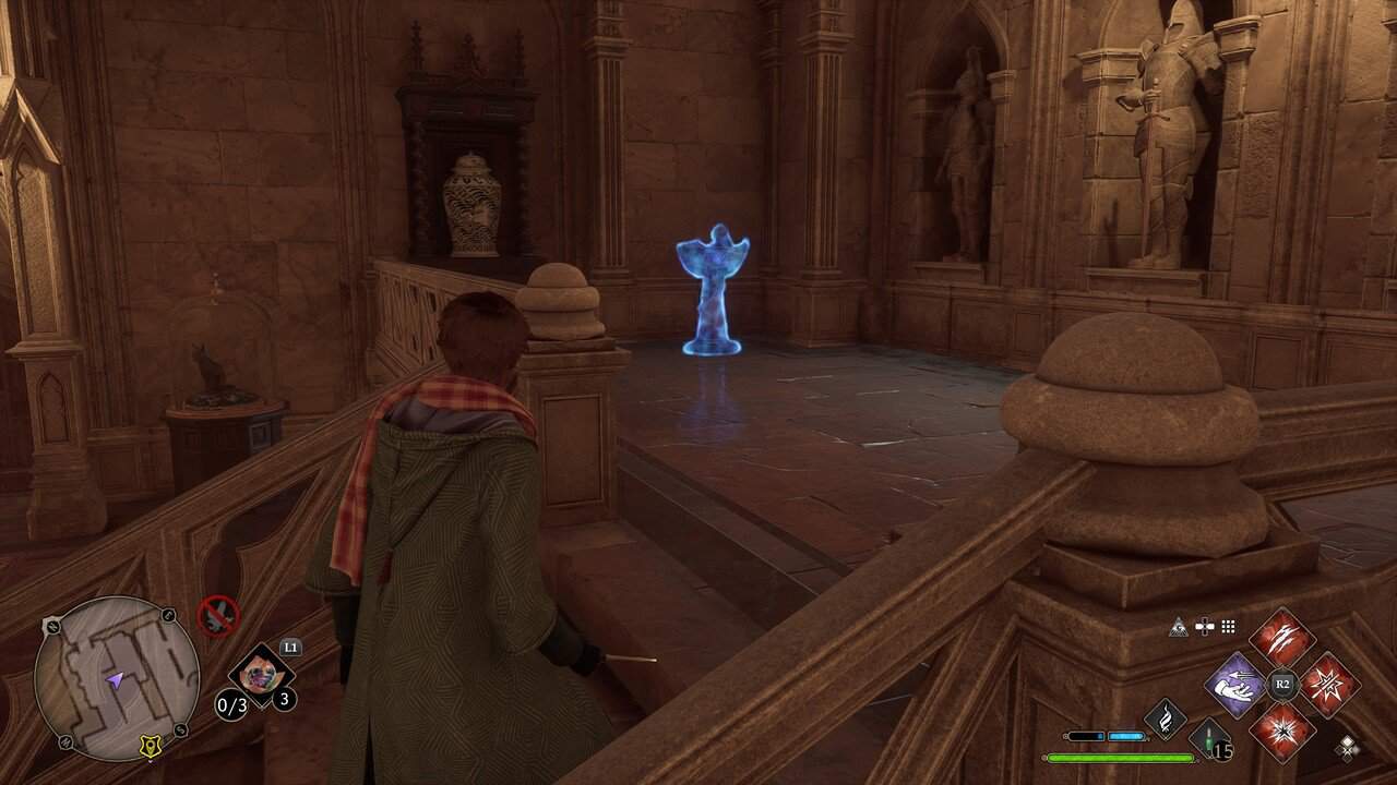 Character in Hogwarts Legacy finding blue shiny basin