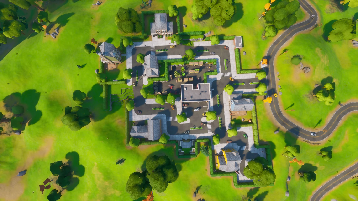 An aerial view of a fort in the game.
