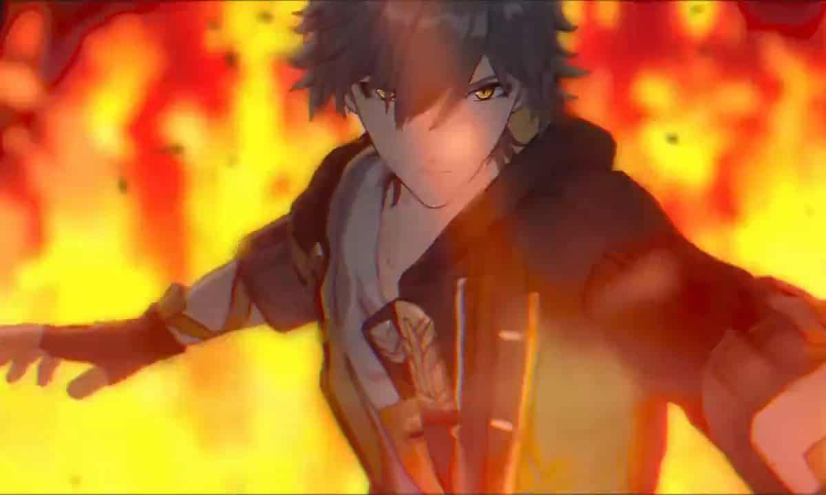 Is Honkai Star Rail open world? - Honkai Star Rail character surrounded by flames.