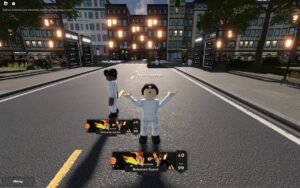 Hoops Life codes: character standing in a street raising their arms.