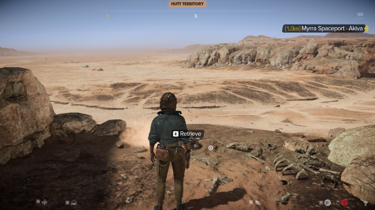 Star Wars Outlaws Nix Treasures: Kay exploring Tatooine.