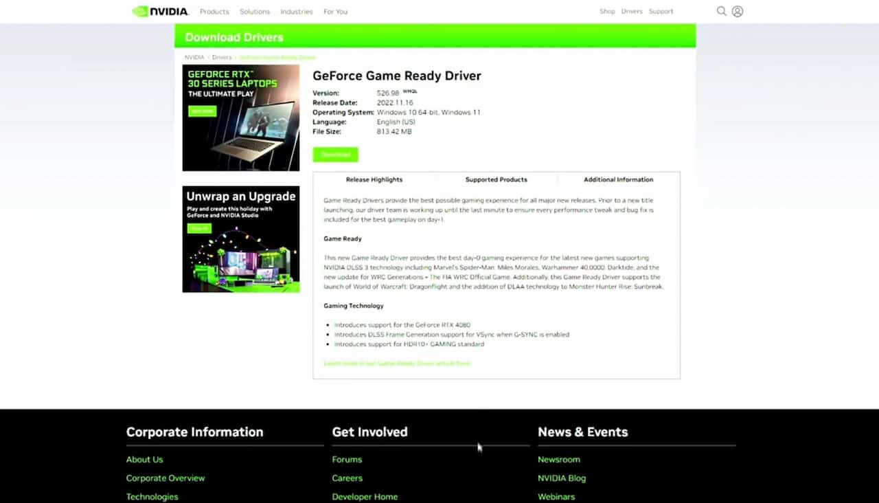 How to fix dev error 7186 in MW2: Nvidia update driver page