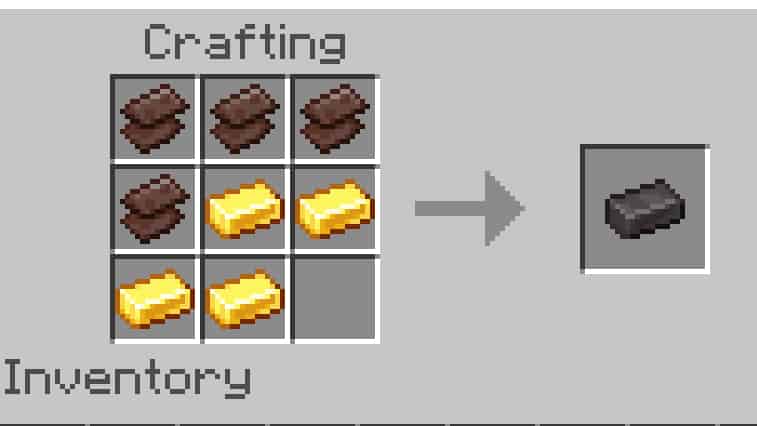 How to make netherite armor in Minecraft 1.20: The crafting recipe for a netherite ingot.