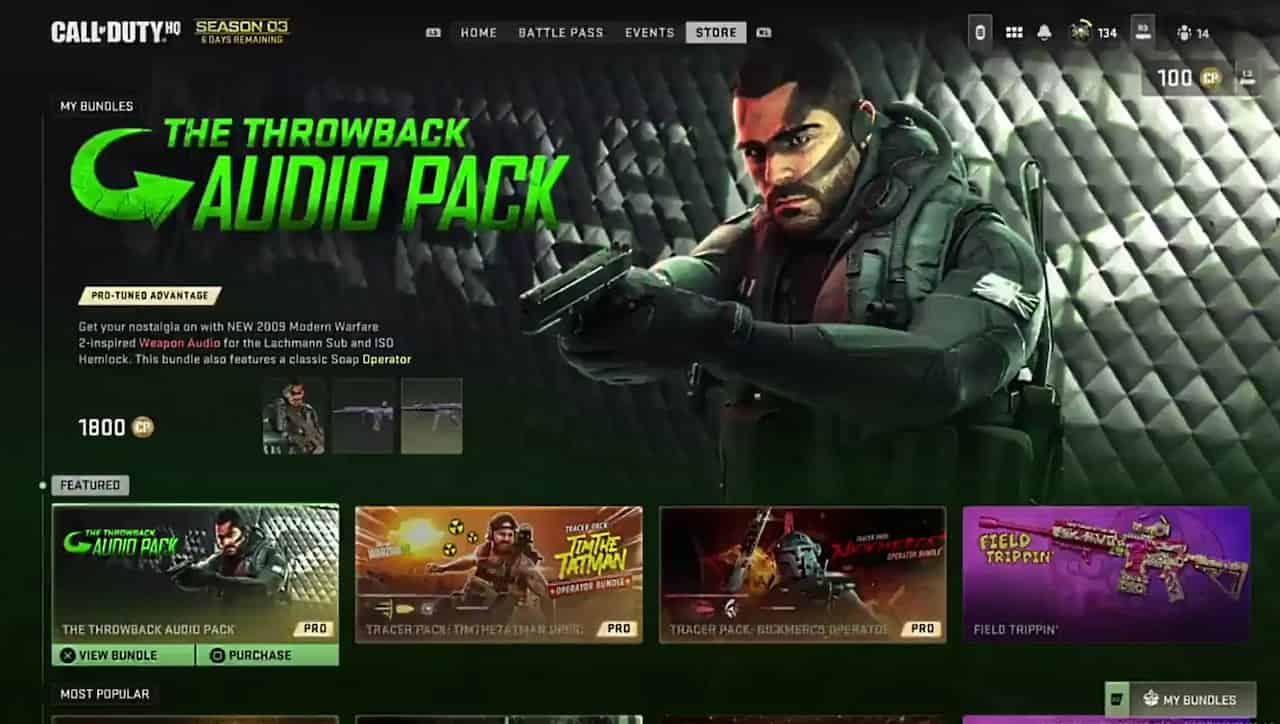 How to get throwback audio pack in MW2: throwback audio pack via in-game store