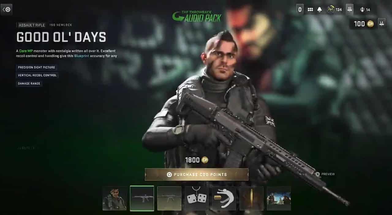 How to get throwback audio pack in MW2: throwback audio pack Operator  via in-game store