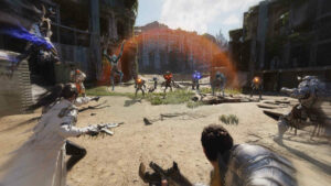 Picture of a party playing The First Descendant together in a coop setting.