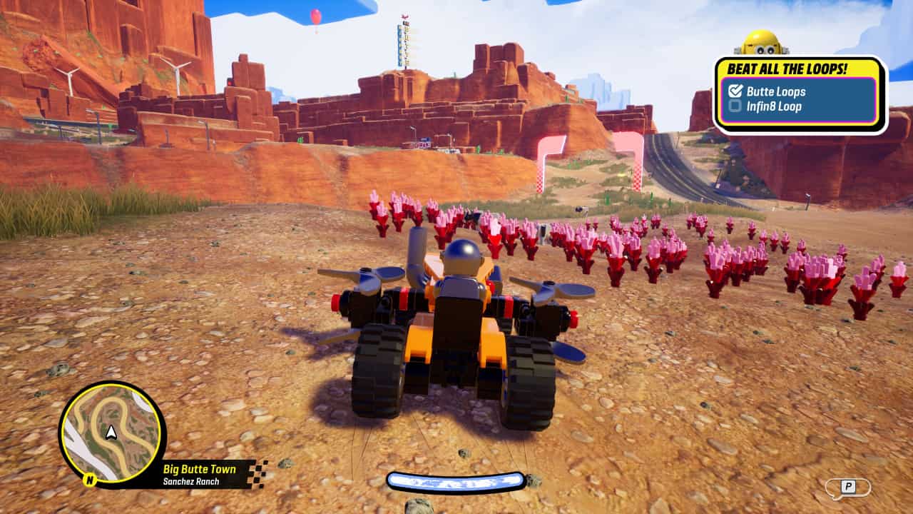 How to remove weeds in Lego 2K Drive: A patch of crystal plants that have replaced the weeds previously in the space.