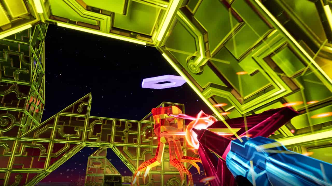 How to solve Junction Box Puzzles in System Shock: Player fighting a red tentacled digital monster in Cyberspace