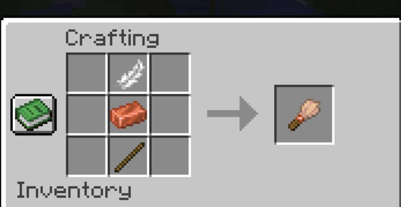 How to use a brush in Minecraft: The crafting recipe for the brush.