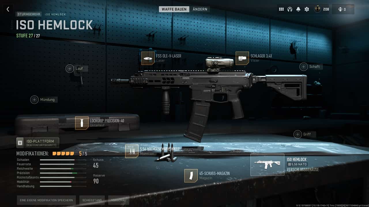 A screenshot of the iso grenade lock in one of the top-ranked loadouts for Warzone 2.