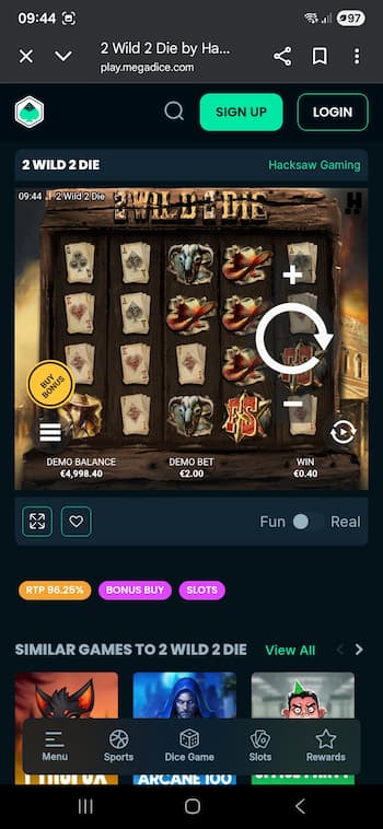Playing 2 Wild 2 Die Slot on a Mobile Device