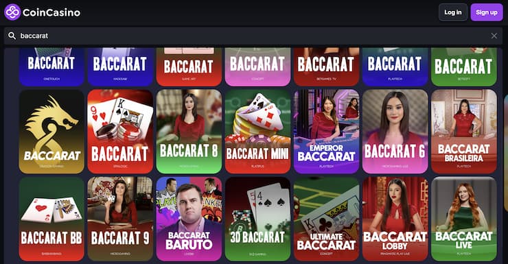 The baccarat experience on the CoinCasino platform.