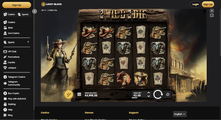 Image showing playing 2 Wild 2 Die slot at Lucky Block Casino