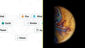 Infinite Craft Venus - An image of the item in the game and a planet.