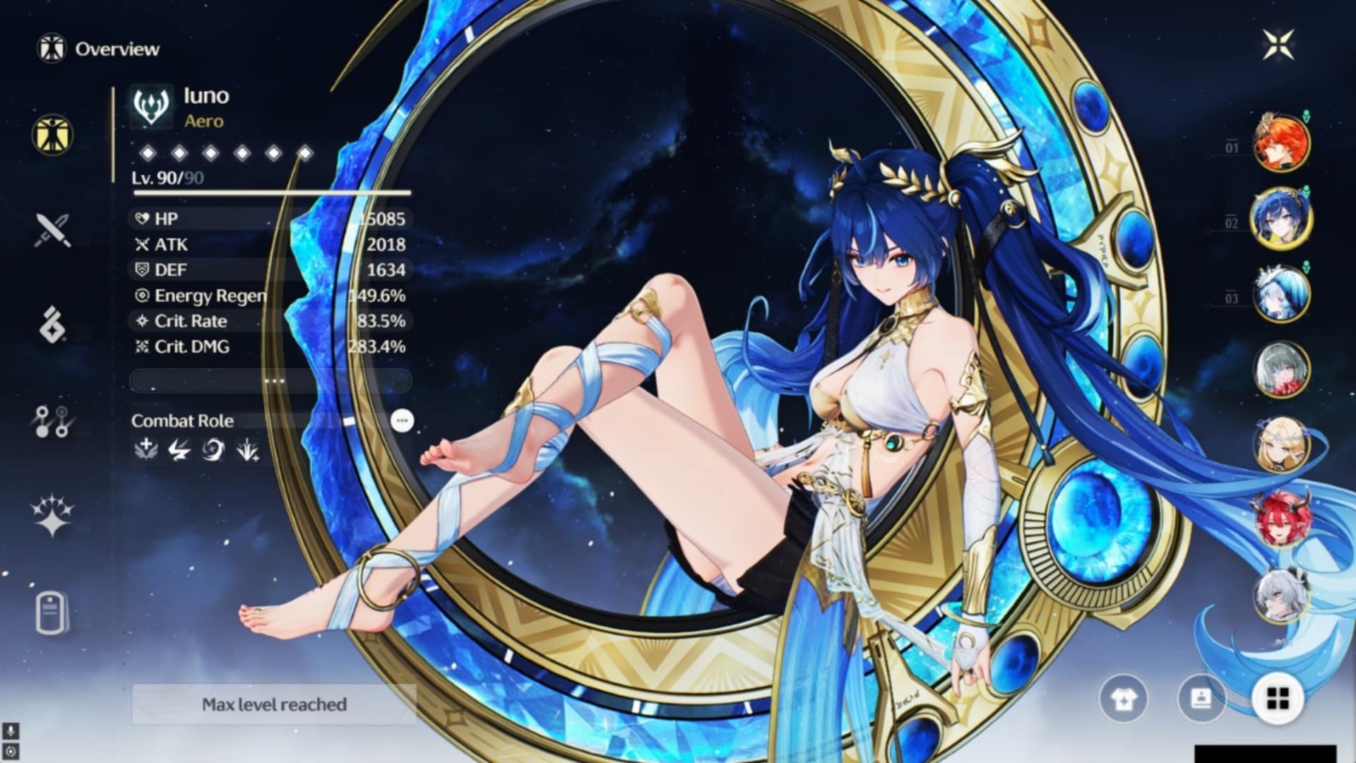 Wuthering Waves Iuno stats and portrait at level 90