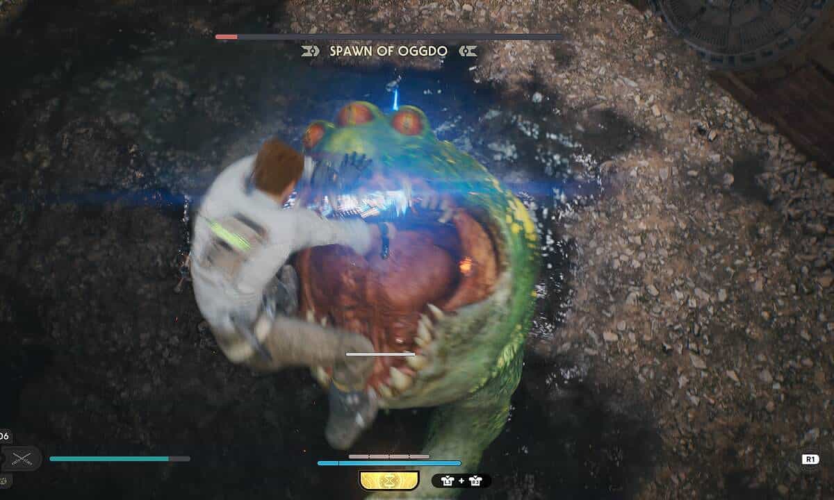 Star Wars Jedi Survivor Spawn of Oggdo: Cal killing Spawn of Oggdo.