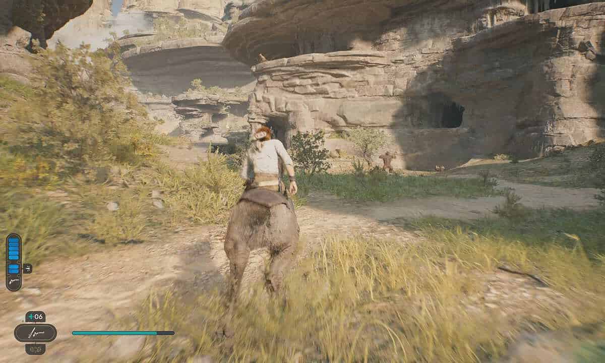 Jedi Survivor mounts: Cal riding a Nekko on Koboh.
