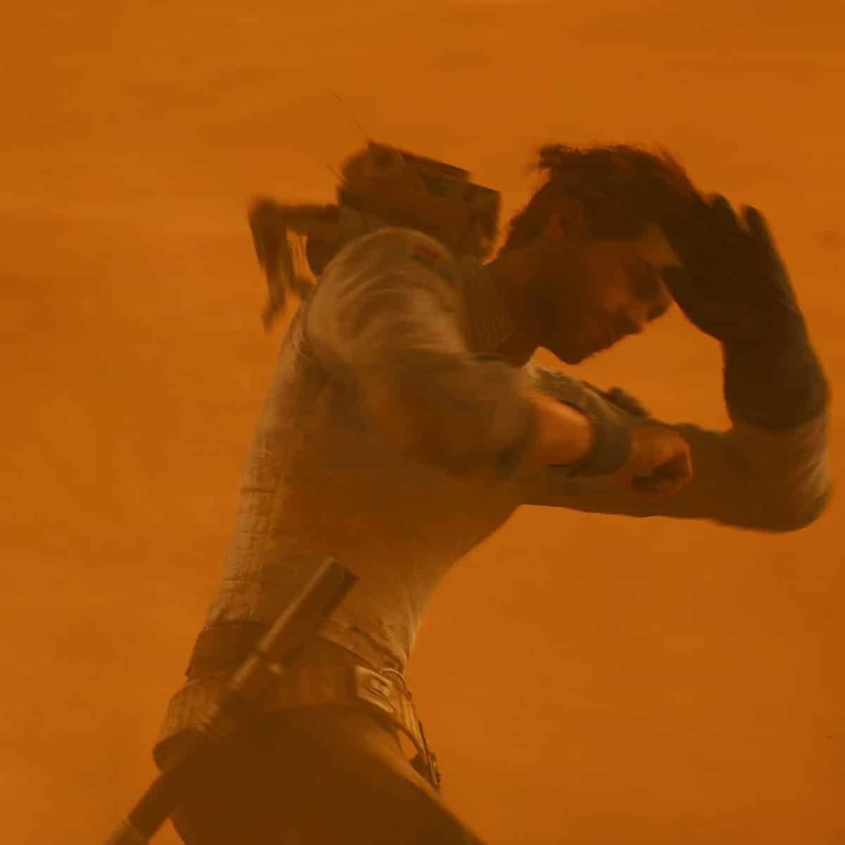 Jedi Survivor mounts: Cal in sand storm on Jedha.