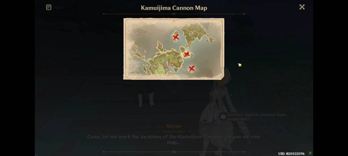 Kamuijima Cannon Map genshin impact