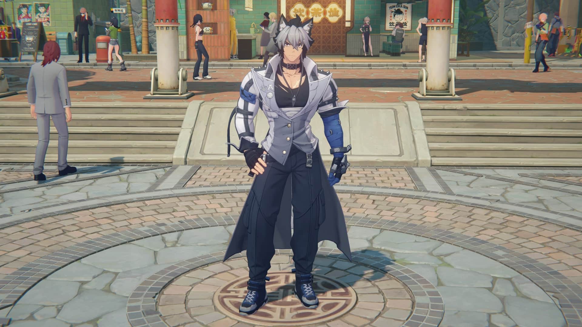Komano Manato standing in the city hub in Zenless Zone Zero