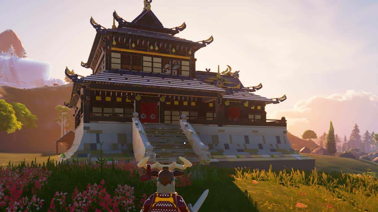 Best LEGO Fortnite blueprints - An image of a grand palace in LEGO Fortnite. Image captured by VideoGamer.