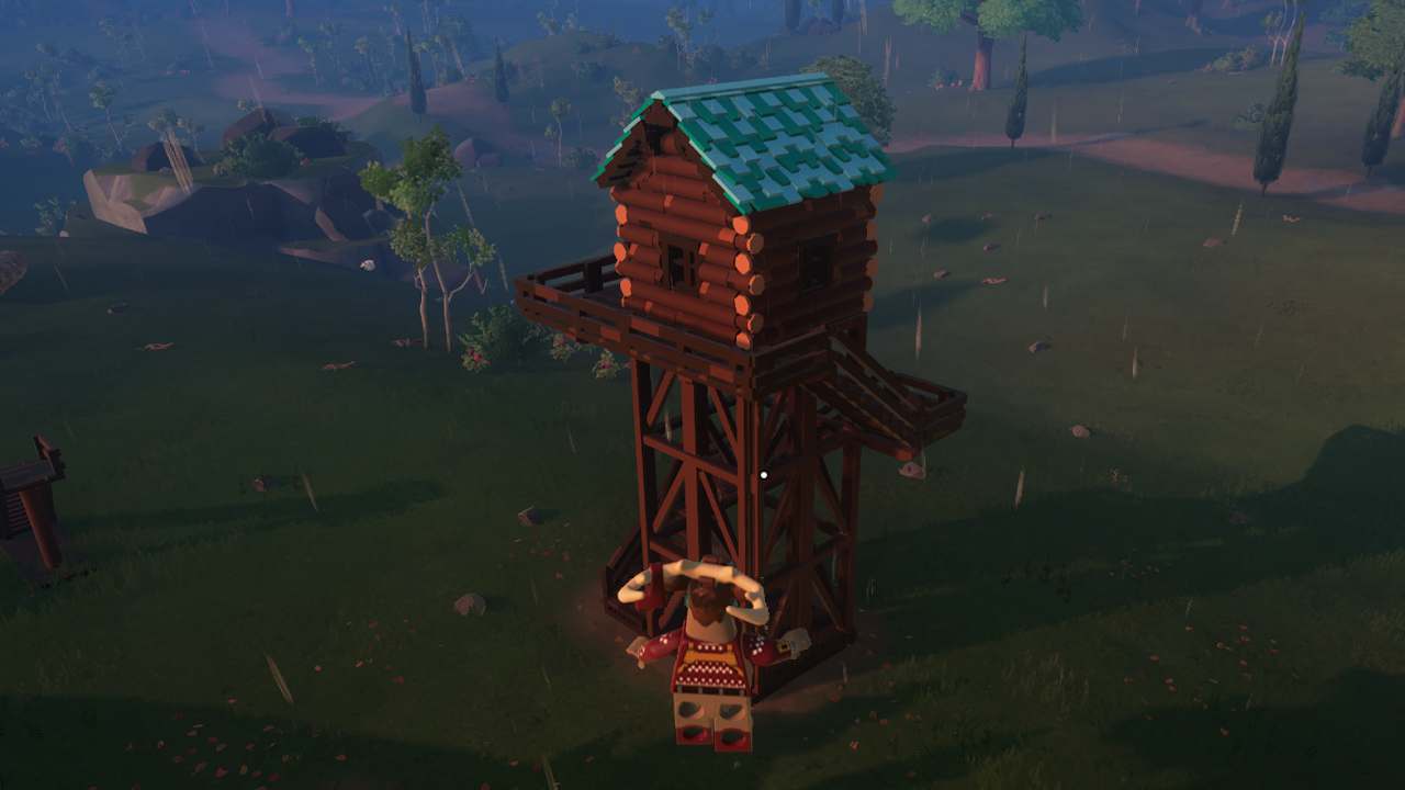 Best LEGO Fortnite blueprints - An image of a log watch tower in LEGO Fortnite. Image captured by VideoGamer.