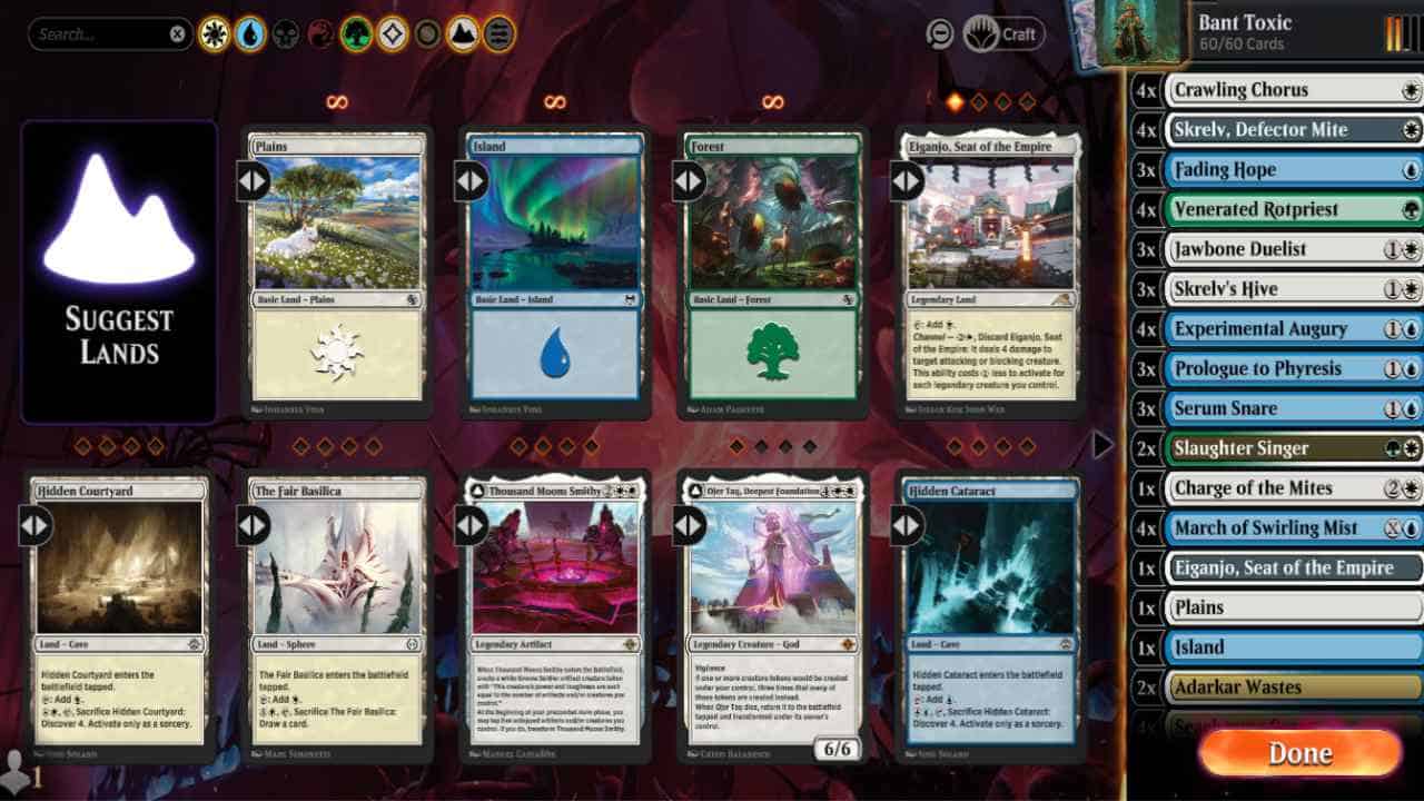 Screenshot of the magic the gathering card game with Land art modification in MTG Arena.