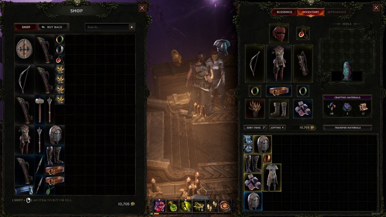 Last Epoch how to earn favor: player interacting with merchant to obtain new items