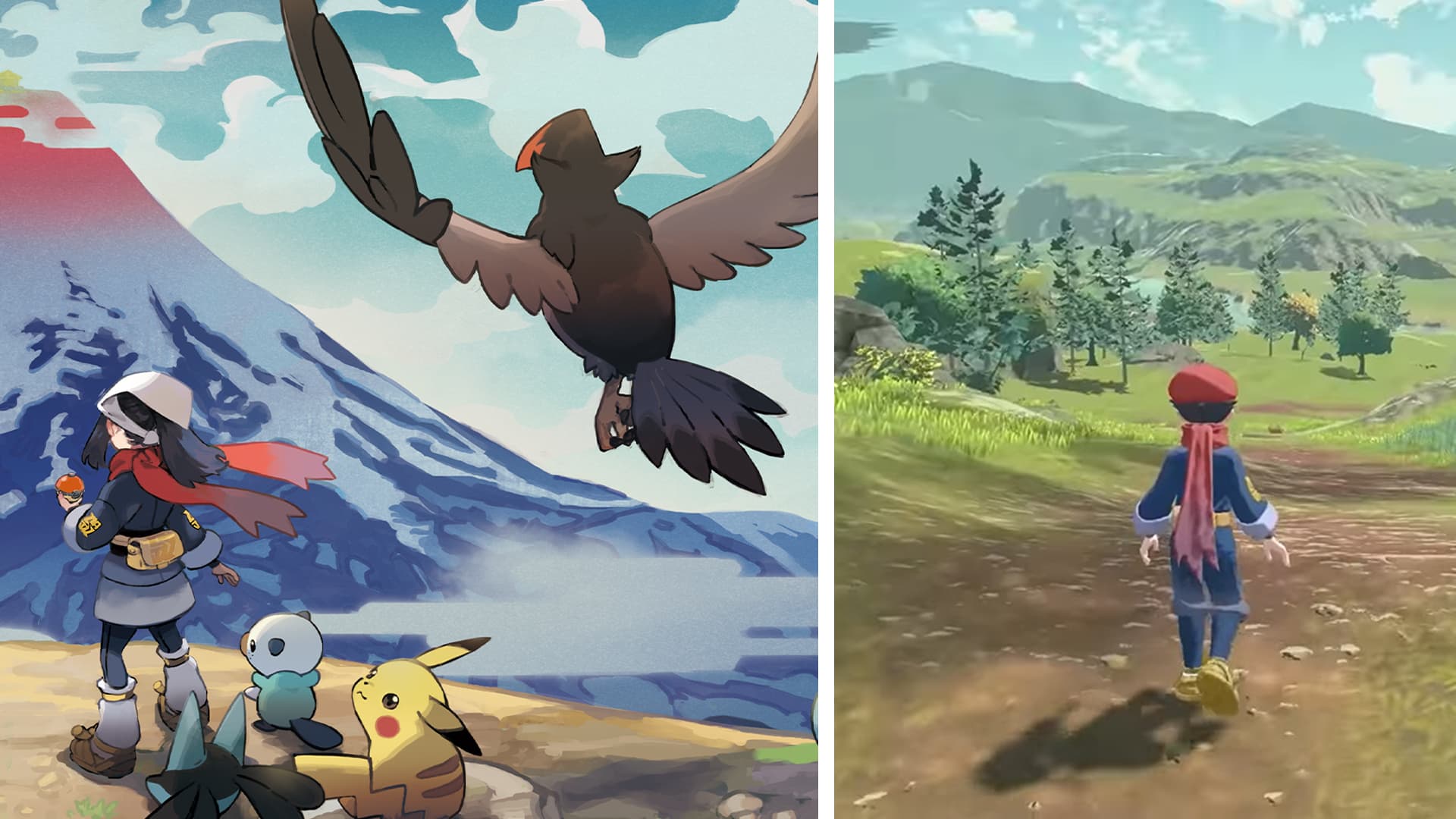 A trainer exploring the Hisui region with Pokémon in Pokémon Legends: Arceus