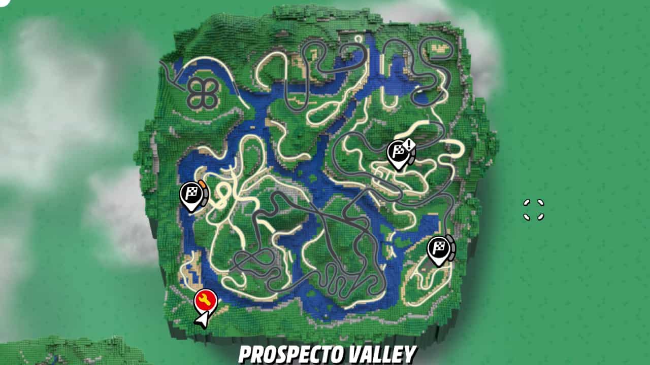 Lego 2K Drive maps and regions: A map of Prospecto Valley