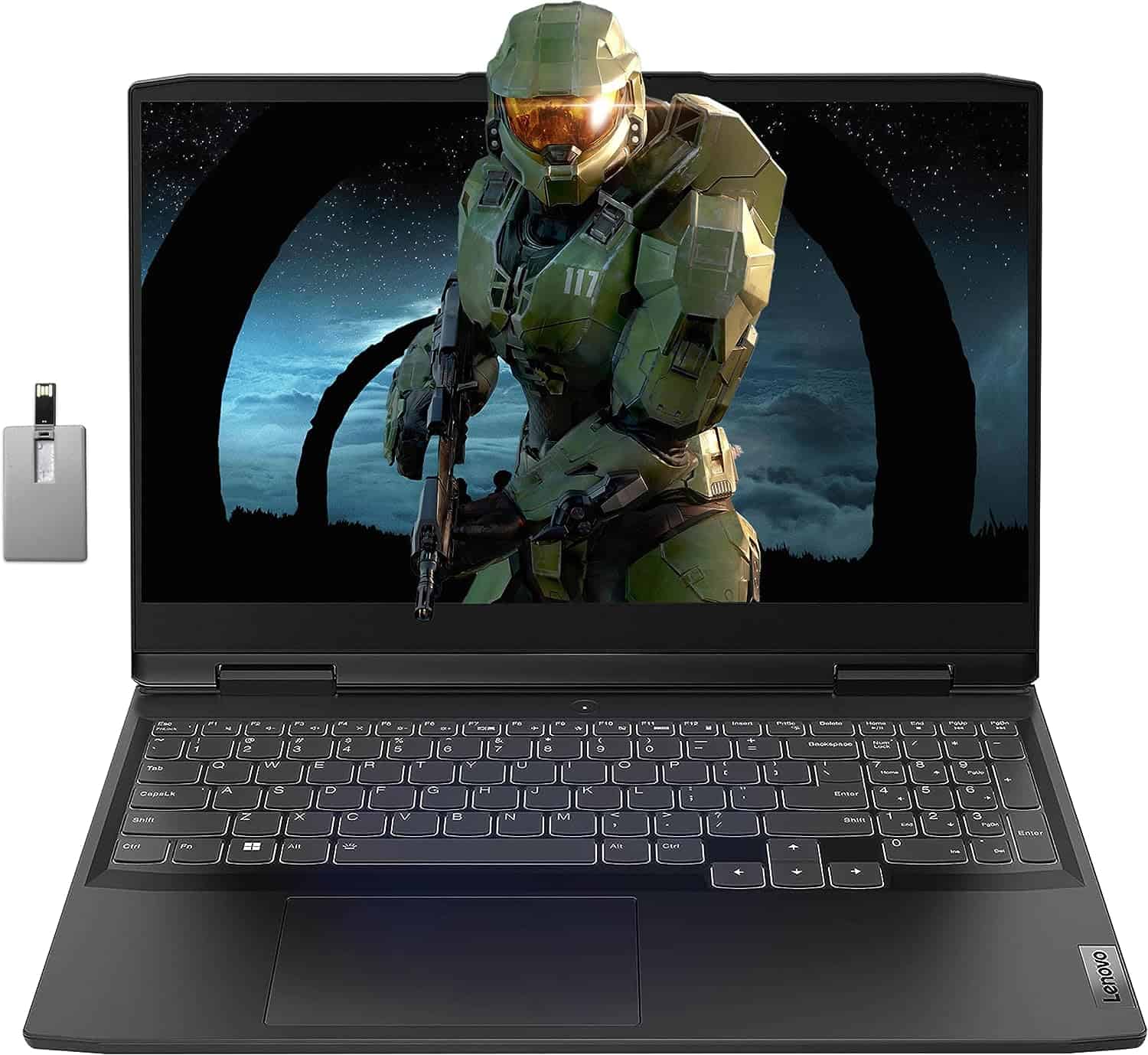 Lenovo IdeaPad Gaming 3 15.6" laptop with a halo logo on it.