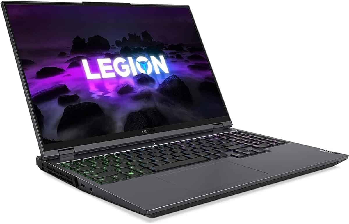 A laptop featuring the word "Legion" design.
