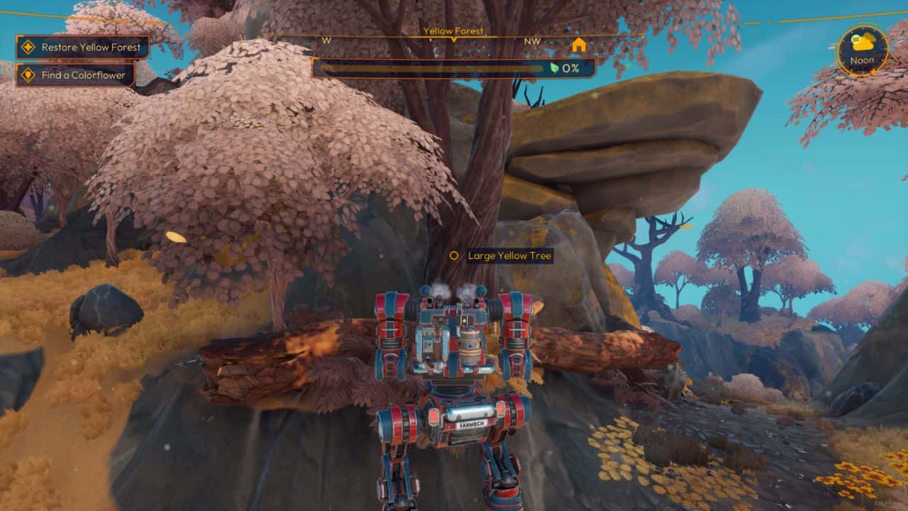 Lightyear Frontier how to get wood: Player near hardwood tree in forest