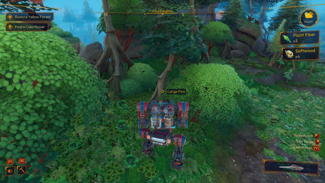Lightyear Frontier how to get wood: Player standing near pine tree