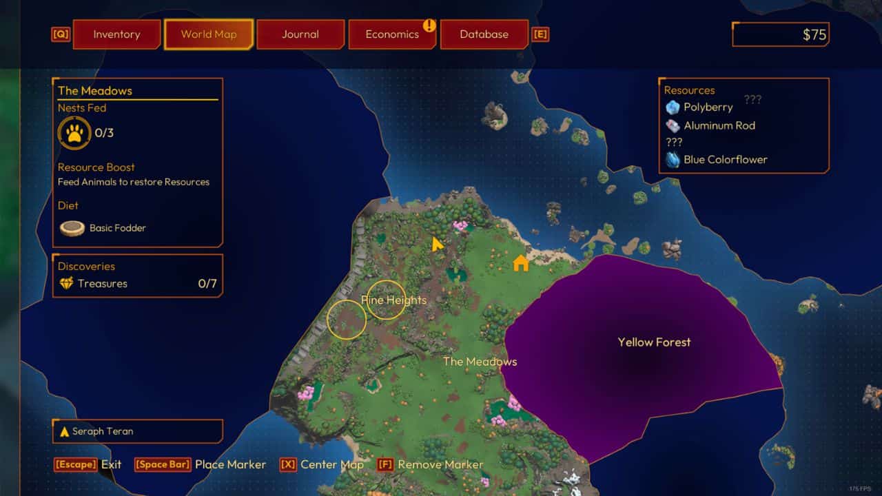 Lightyear Frontier red crystal dust: Map showing the location of red crystals