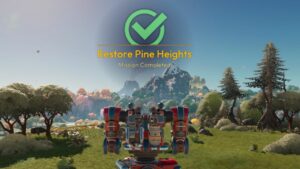 Lightyear Frontier Restore Pine Heights: Player standing in field with success checkmark overhead