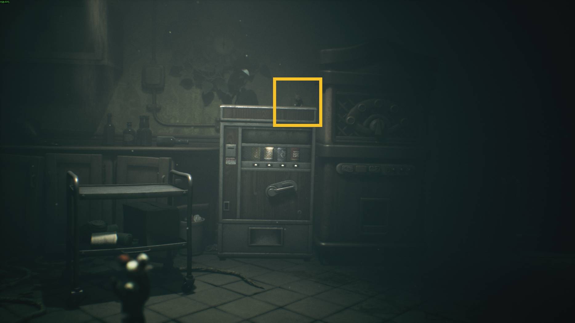 Hidden figure on top of a vending machine in Little Nightmares 3