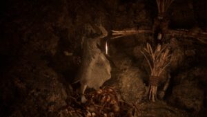 An image of a cross in a cave, offering solace and comfort to the petrified woman seeking help.