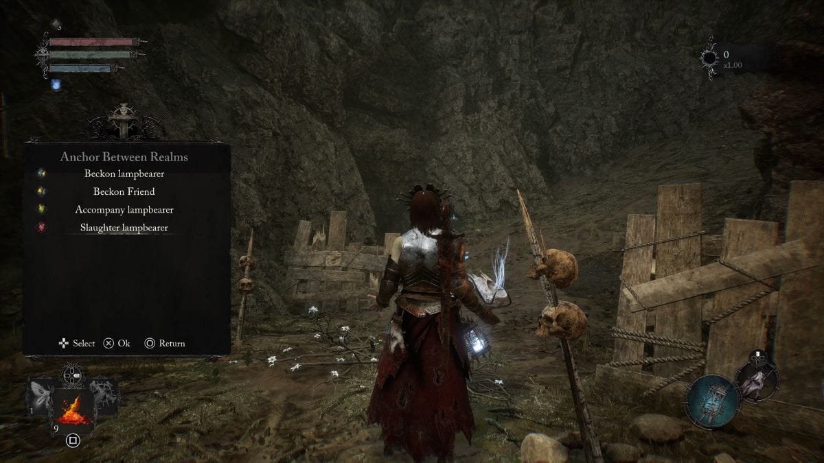 A screenshot of a character standing in a cave, contemplating how to invade.