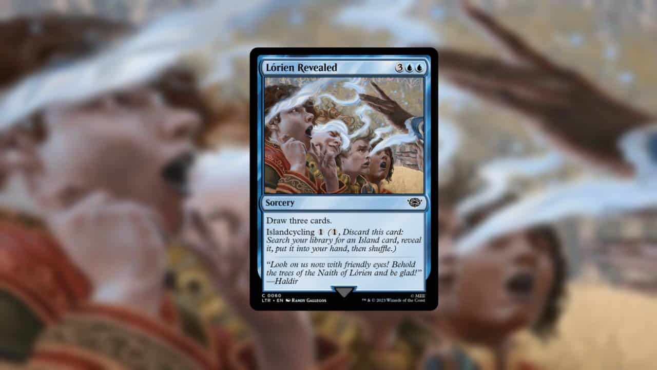 An image of the Lorien Revealed card from Lord of the Rings MTG. Image captured by VideoGamer.