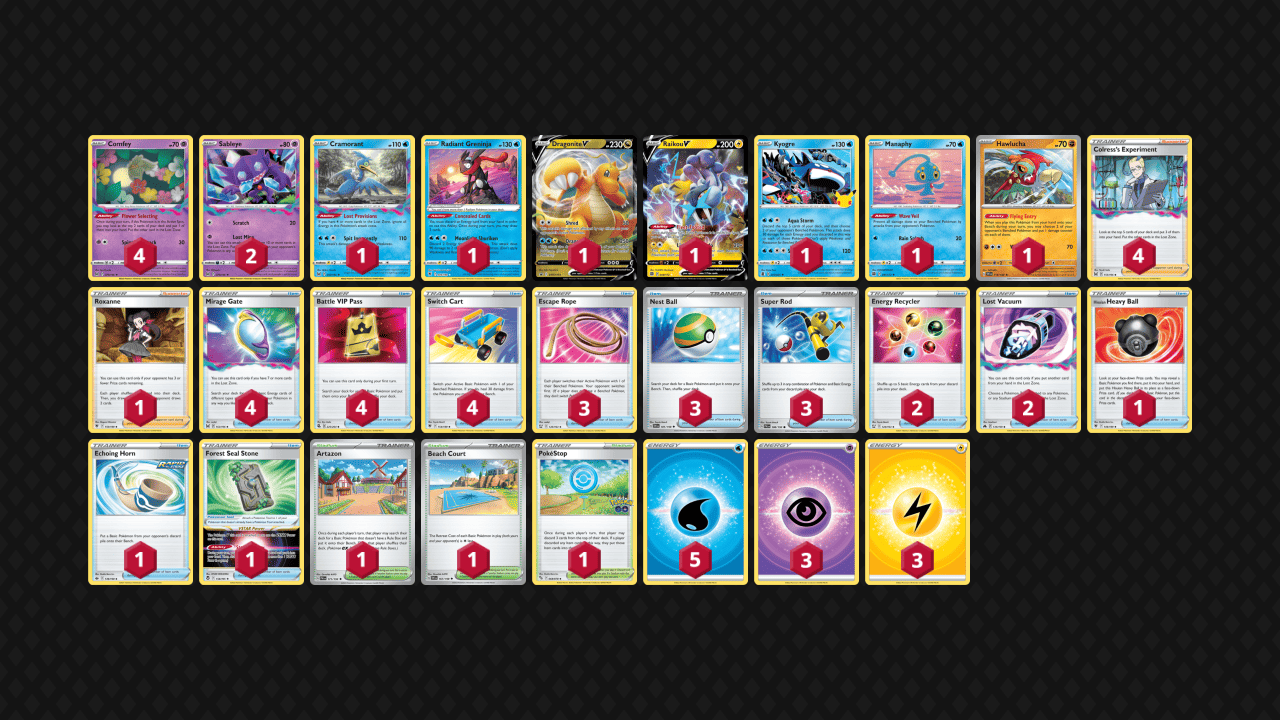 Deck list for Lost Zone in Pokemon TCG