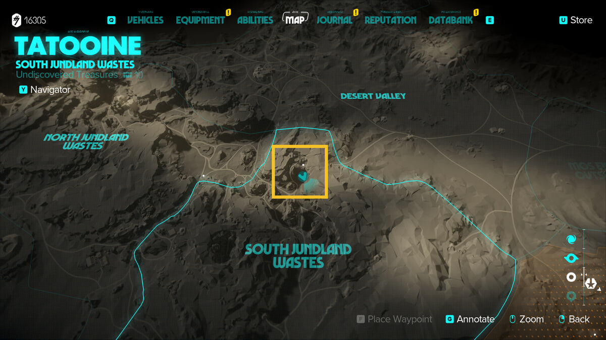 Star Wars Holodrama locations: Kay exploring Tatooine.