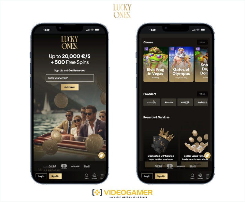 How the Lucky Ones casino site looks on a mobile device