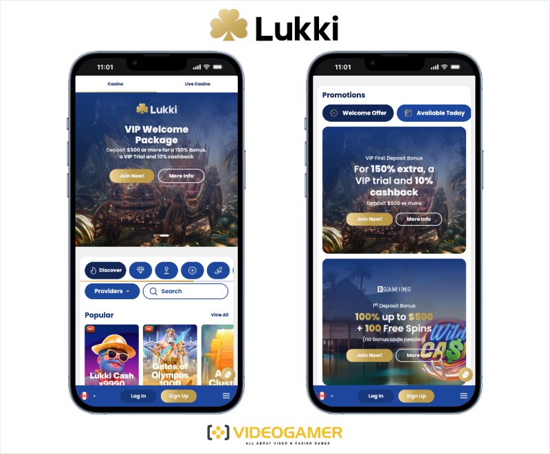 Lukki casino mobile screenshots, highlighting the casino as a choice for online baccarat in Australia