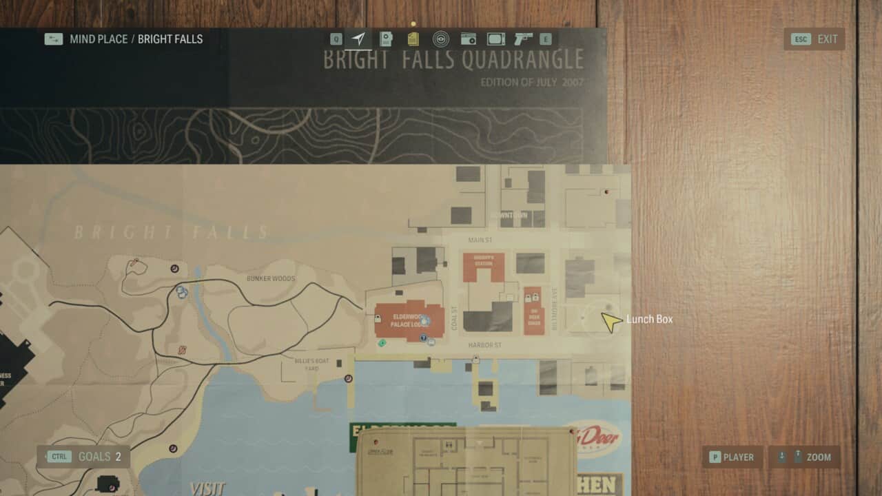 Alan Wake 2 Lunchbox locations: lunchbox locations on map in Bright Falls.