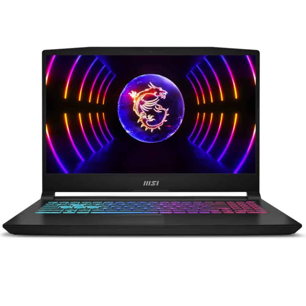 A black laptop with a glowing keyboard - MSI Katana 15
