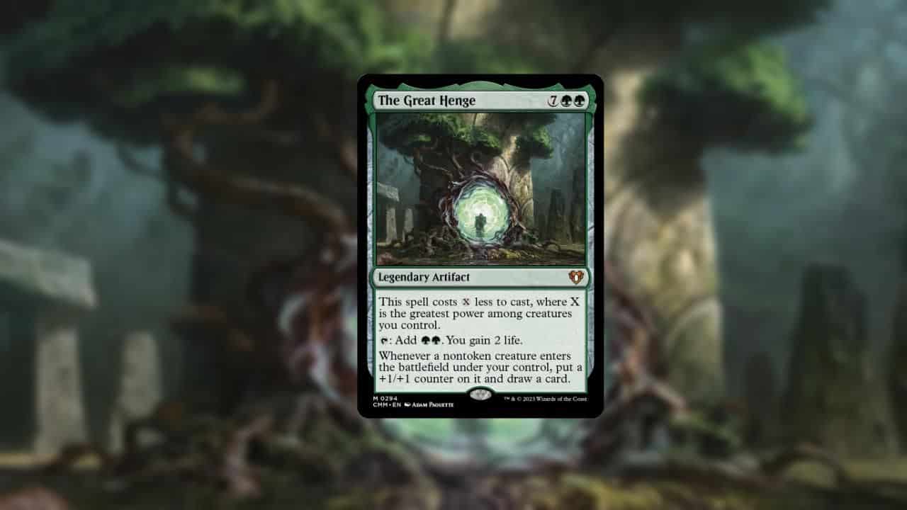 A mesmerizing magic the gathering card featuring a breathtaking tree in the background.