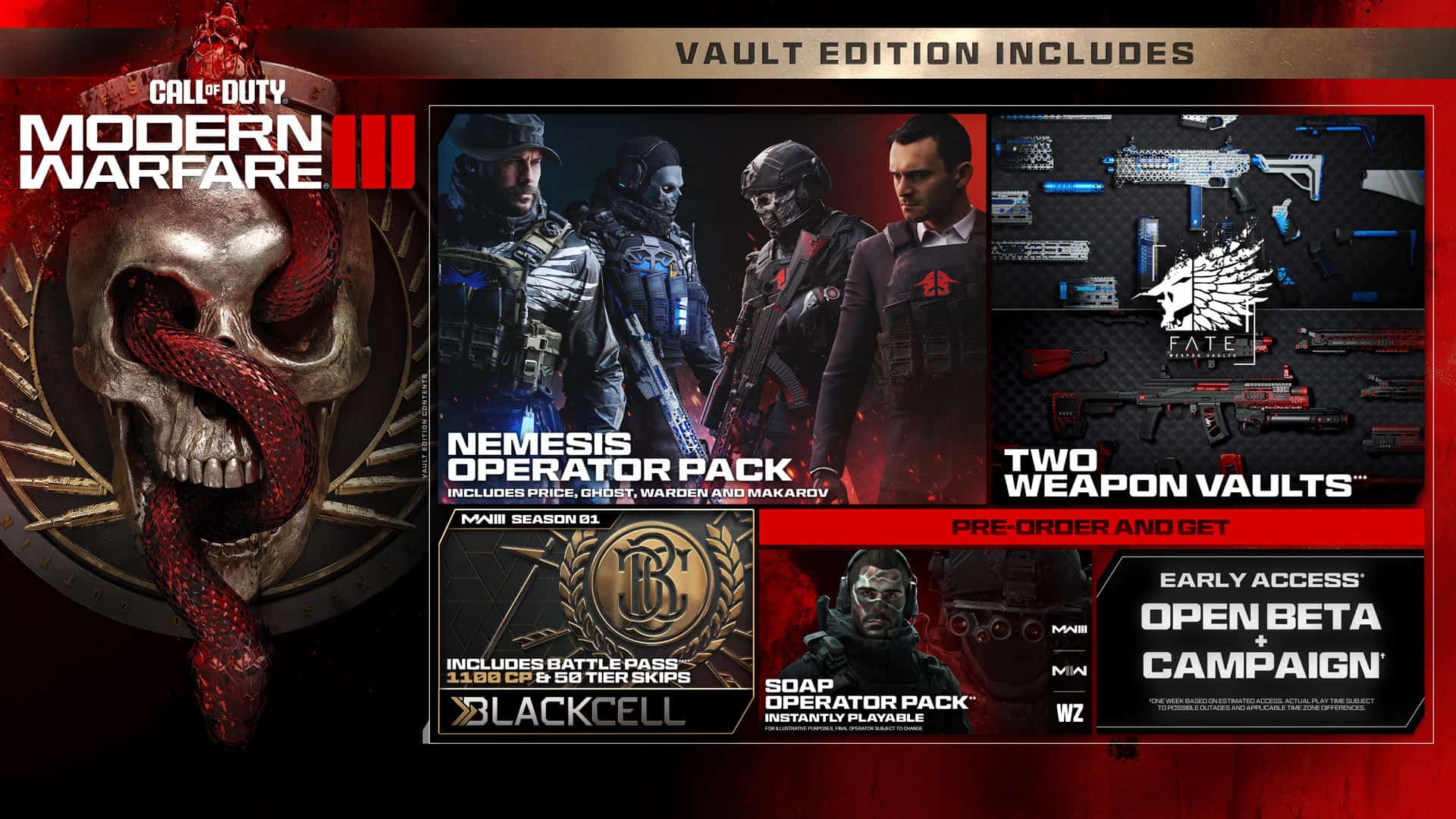 Here's all the content you can get from the Vault Edition of MW3. Image from Activision.