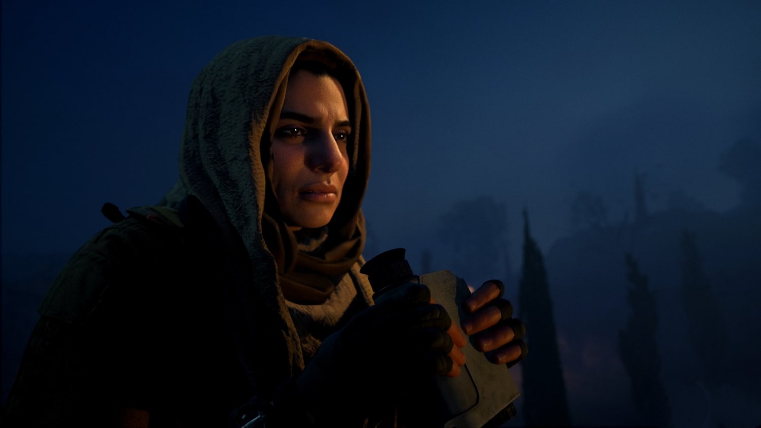 A character from the MW3 cast, a woman in a hoodie, is holding a gun.